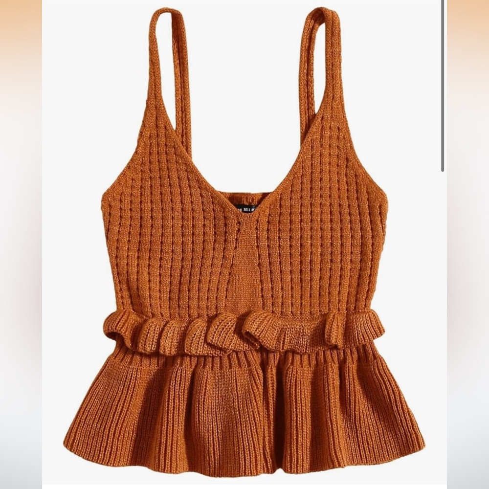 Burnt orange & Merlot Knit Peplum Tank Tops NWOT
